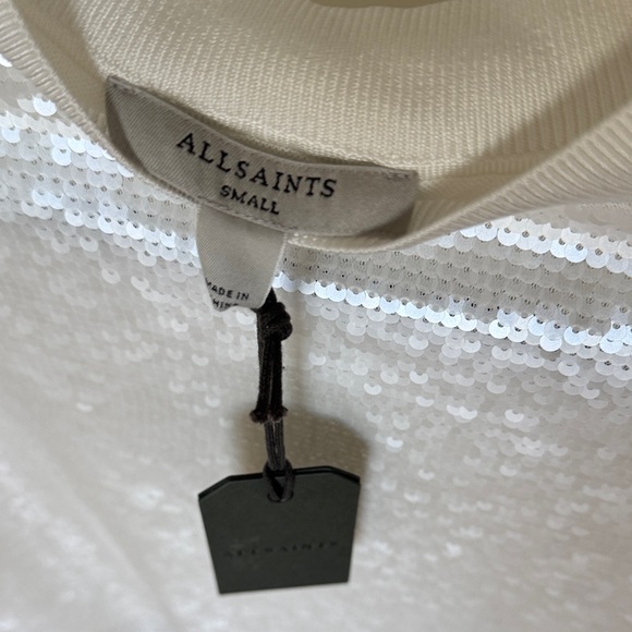 All Saints Jurla Sequin Top in Arctic White - Picture 3 of 5